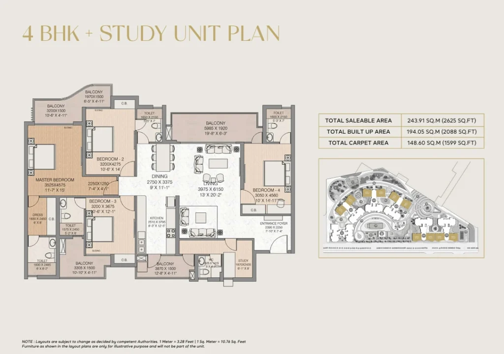 4 BHK + STUDY 2625 SQFT